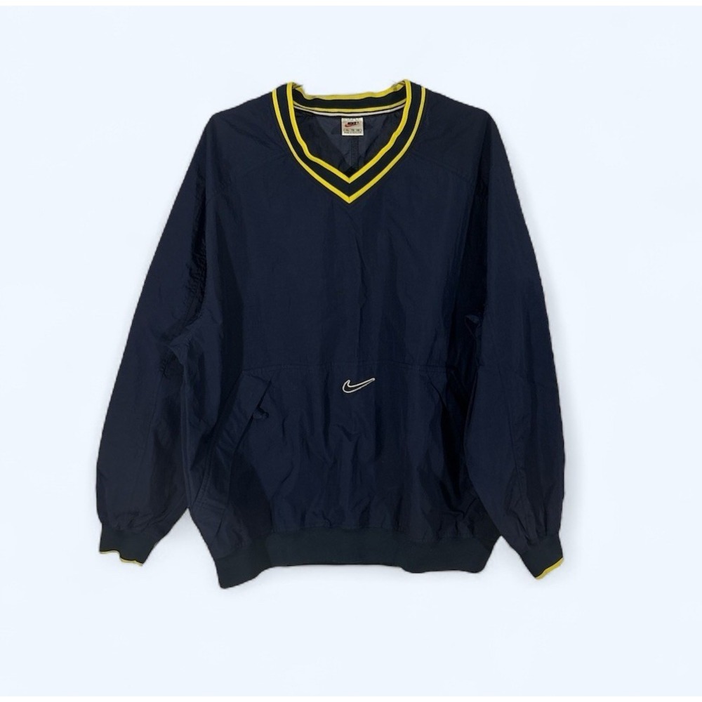 Vintage 90s Nike Windbreaker Jacket Mens XL Blue Center Swoosh Check Pullover